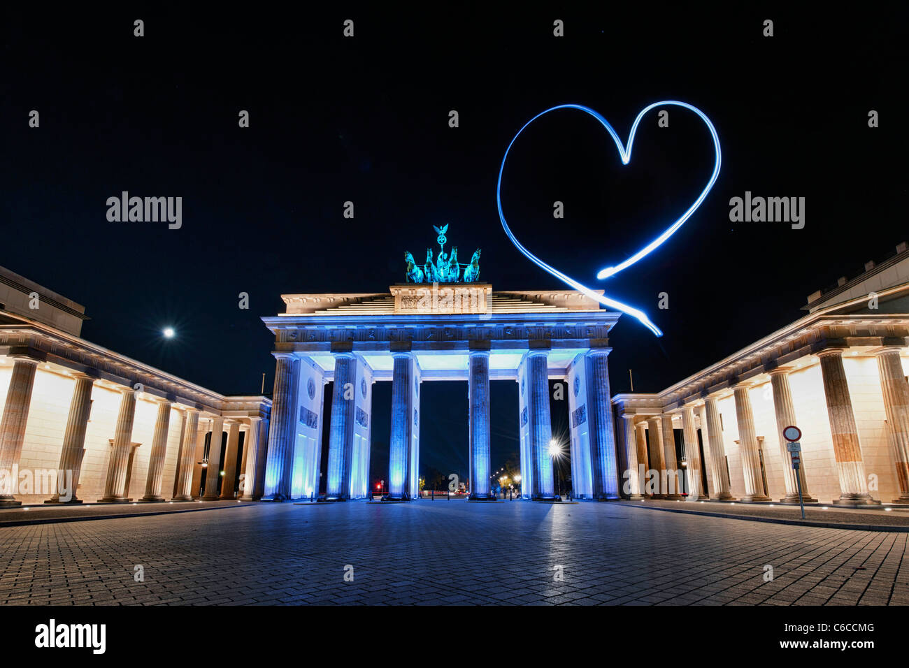 Lightheart at Brandenburg Gate in blue, Festival of Lights, Berlin
