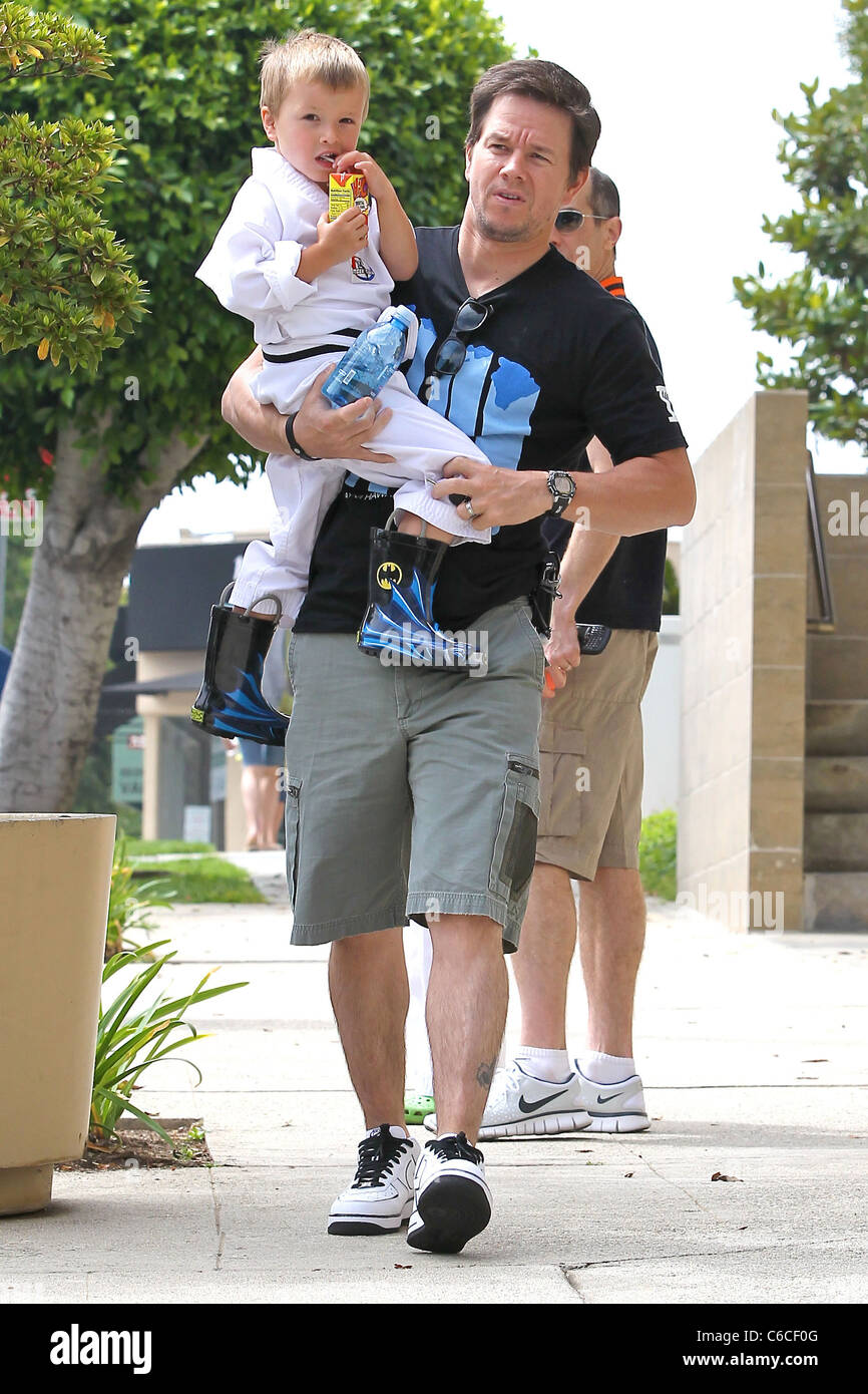 Mark Wahlberg picks his son Michael up from karate class in Brentwood