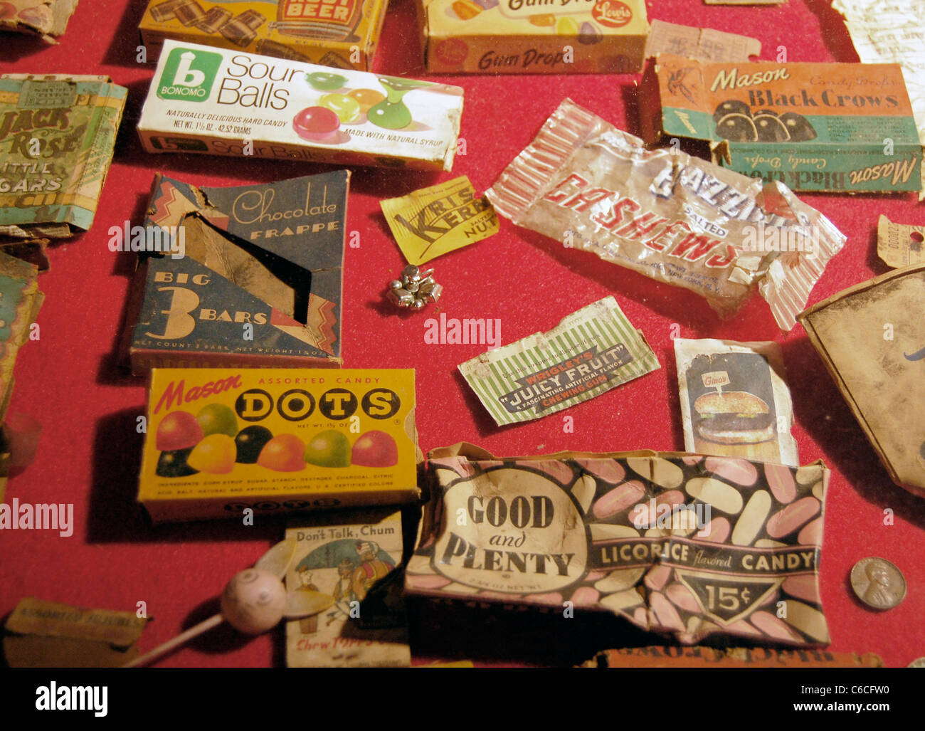 Loew's Jersey City, vintage candy wrappers Stock Photo