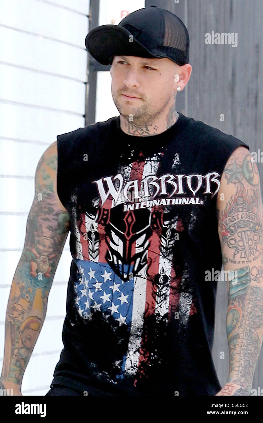 Benji Madden Good Charlotte guitarist walking in Beverly Hills Los Angeles, California 10.08.