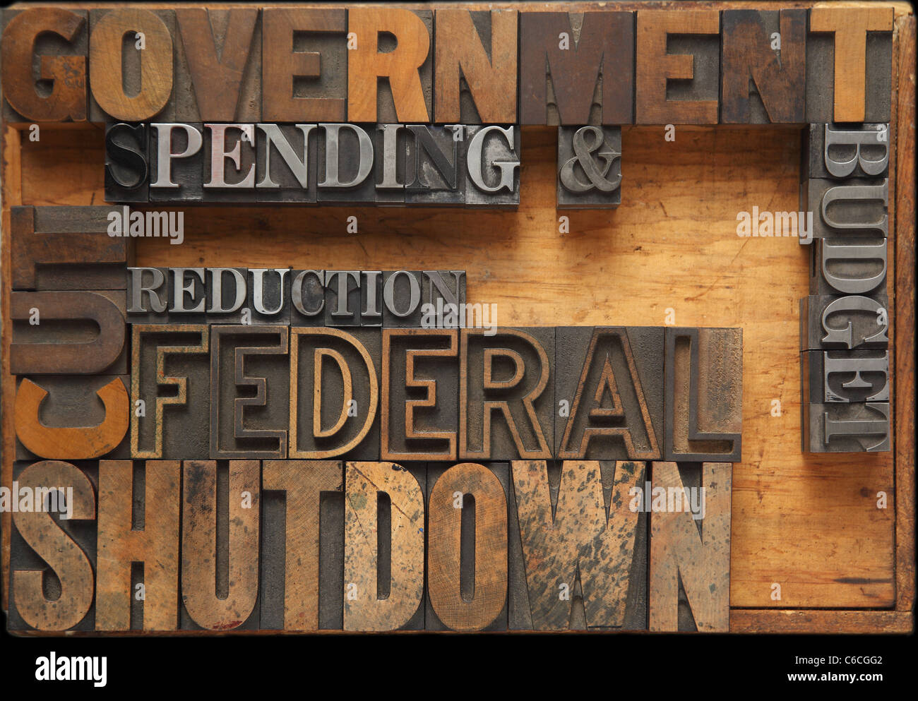 words related to a possible government shutdown Stock Photo