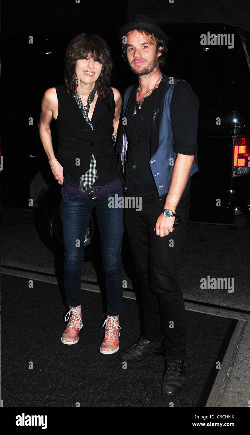 Chrissie Hynde and a friend arrive at their midtown hotel New York City