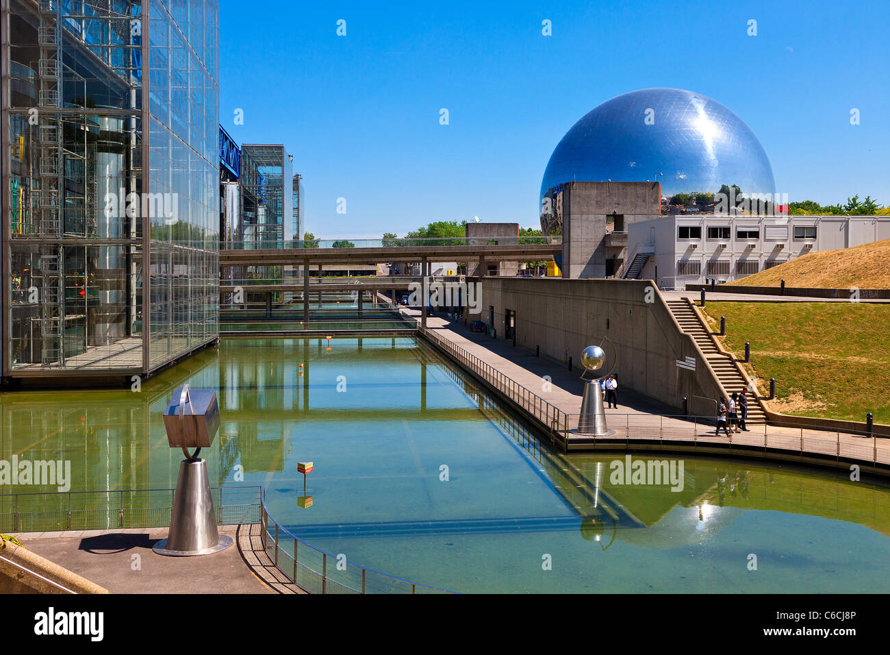 France, Paris, Geode at the city of Sciences and Industry in La Villette Park Stock Photo