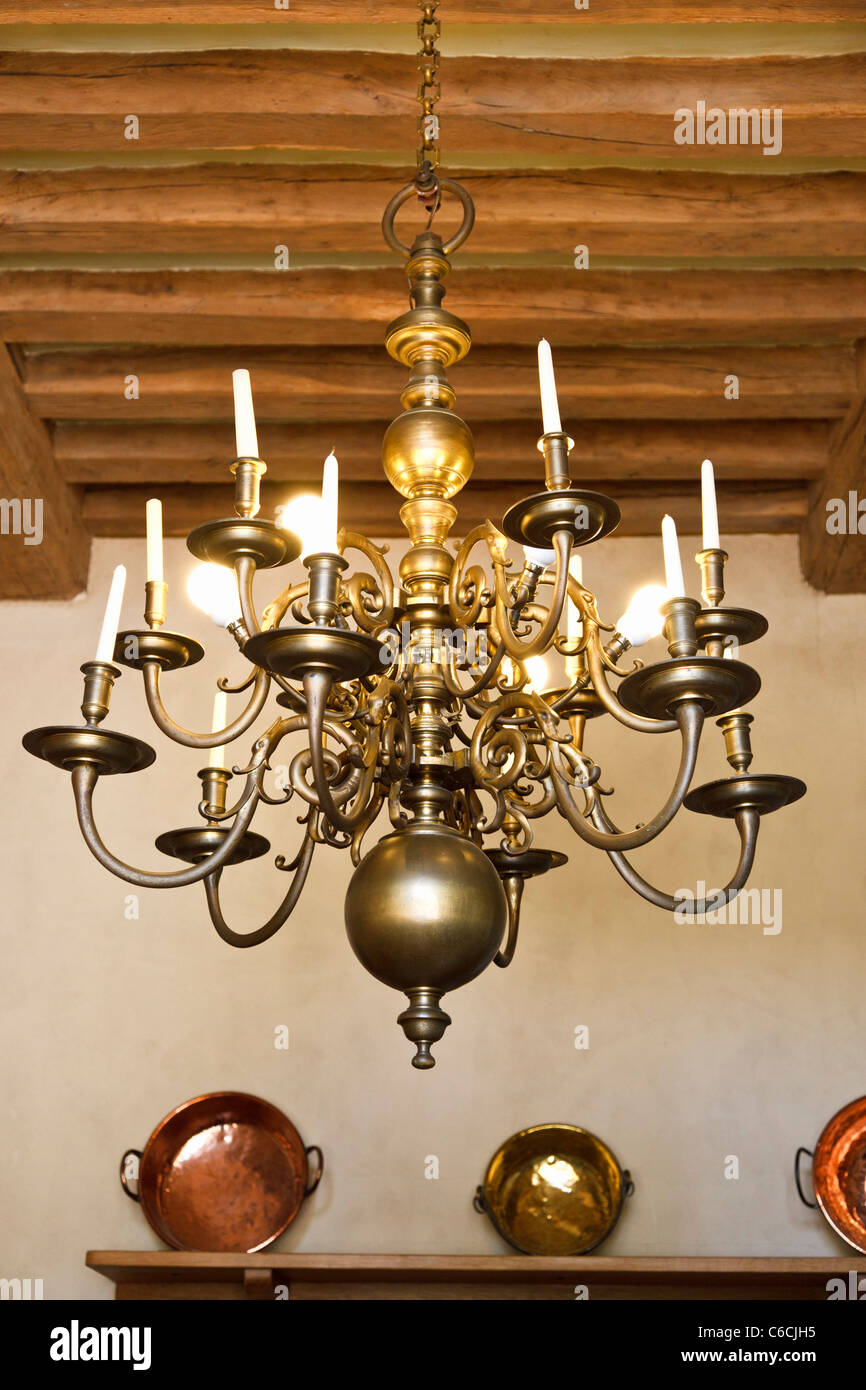 Chandelier hanging in a stately home Stock Photo