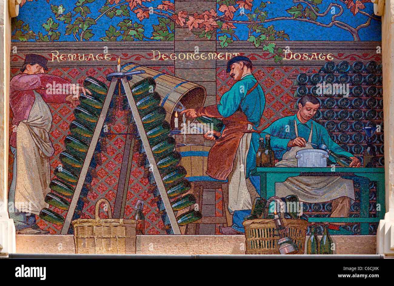 Reims, mosaics of the cooperative Jacquart Stock Photo
