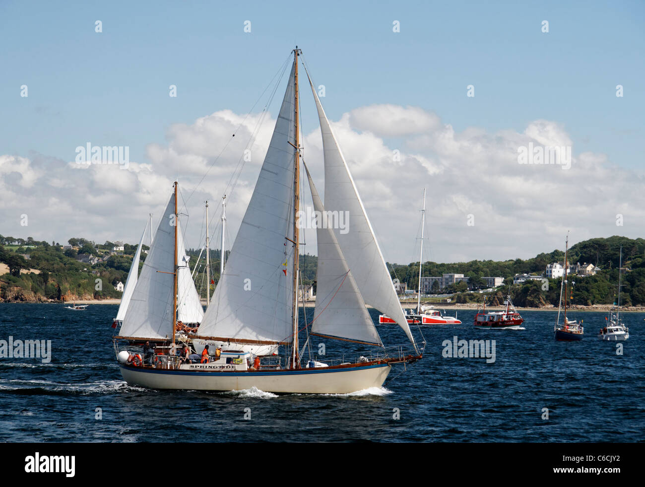 Yacht under sail (Springtide), bay of Douarnenez, maritime event of Douarnenez (Brittany, France). Stock Photo