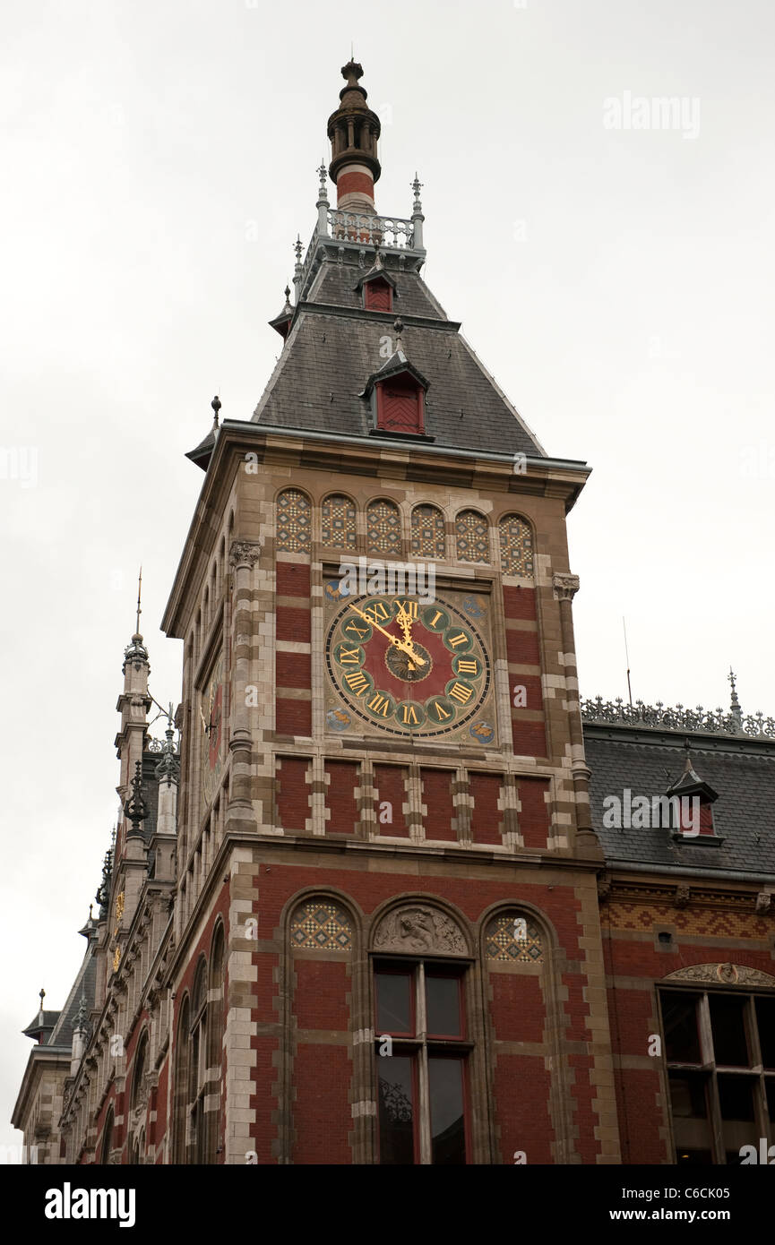Ornate Clock Tower Amsterdam Netherlands Holland Europe Stock Photo Alamy