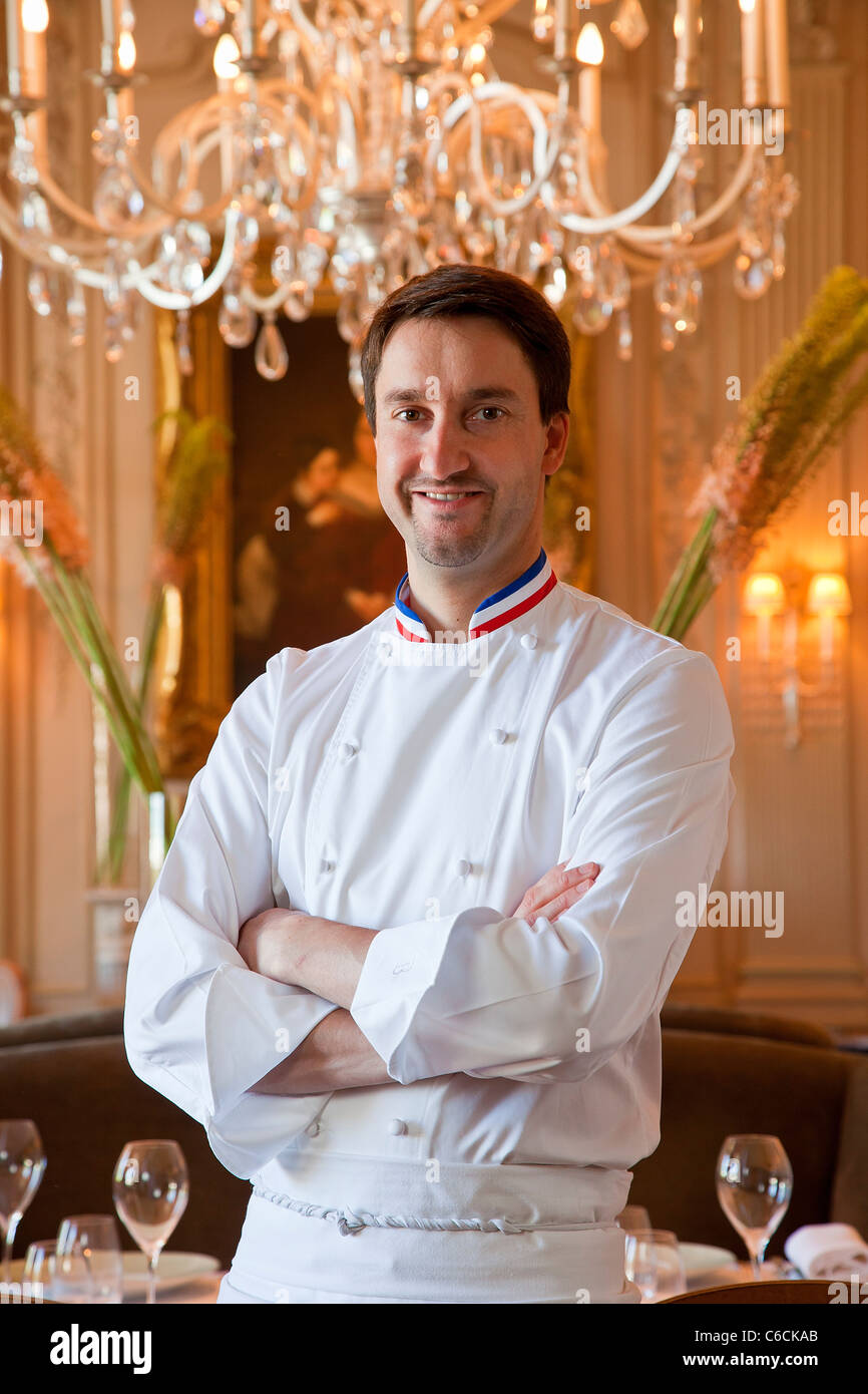 France, Marne, Reims, Chateau les Crayeres Restaurant, Portrait of Philippe Mille, Chef of les Crayeres Stock Photo