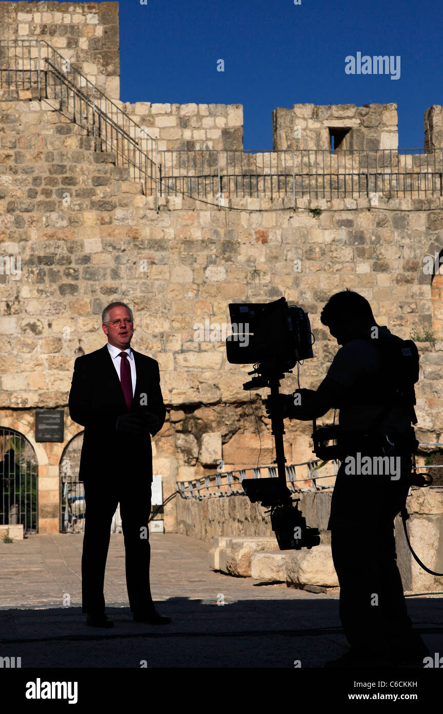 US radio personality Glenn Beck hosts rally supporting Israel in the Old city of  Jerusalem Israel Stock Photo