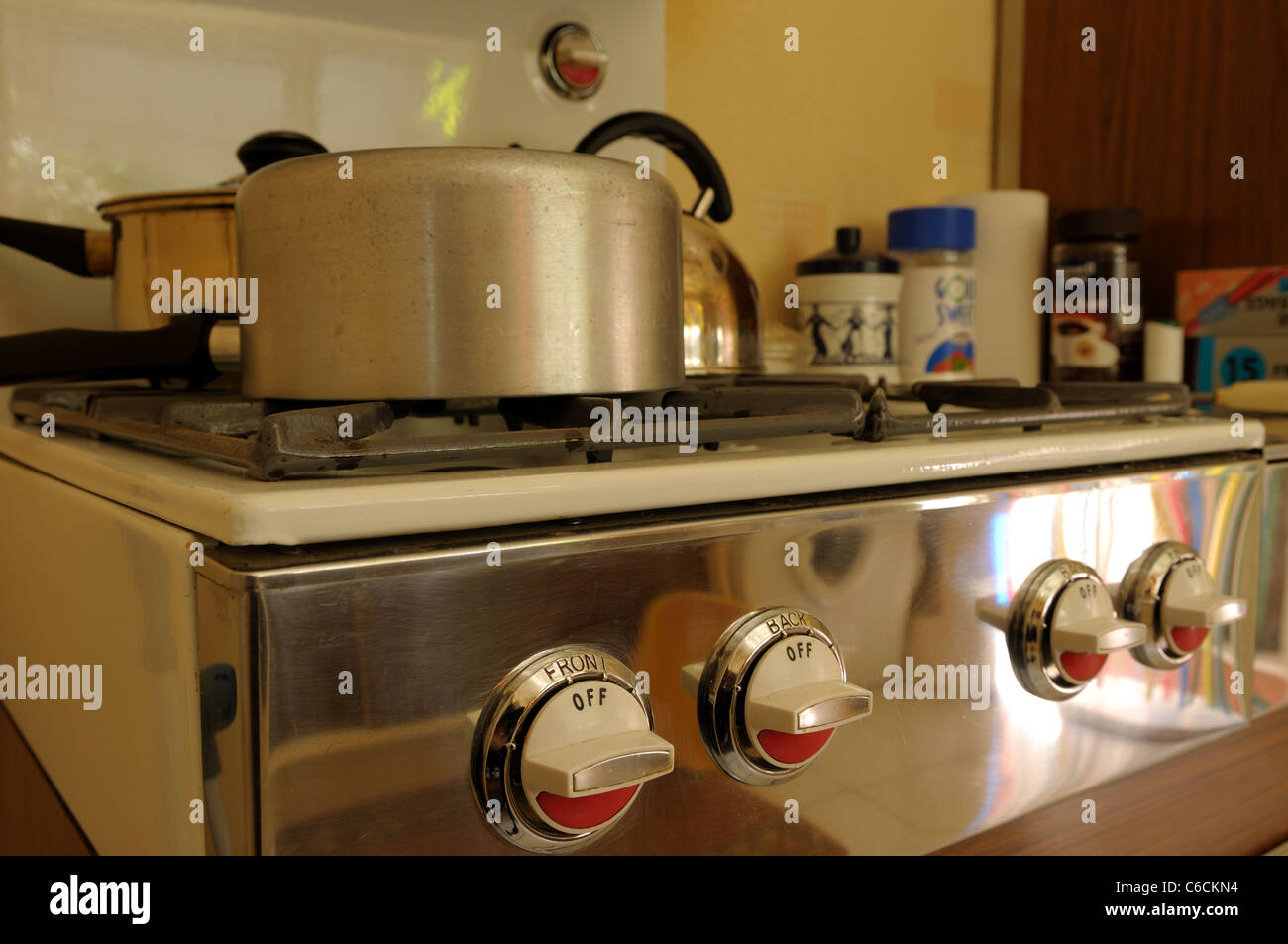 Gas Cooker On/Off Controls Stock Photo Alamy