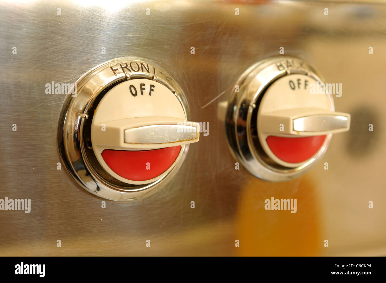 Gas Cooker On/Off Controls Stock Photo Alamy
