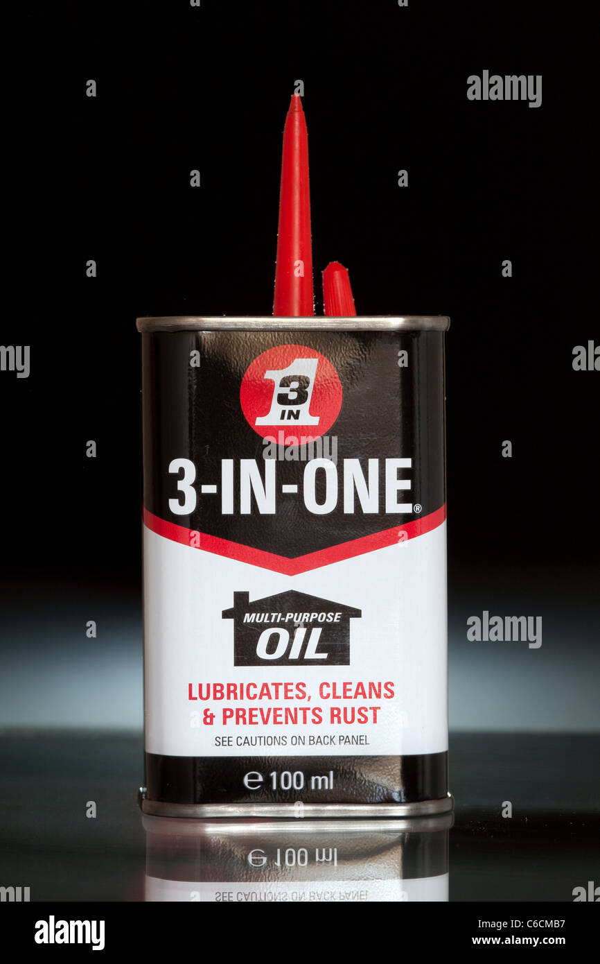 Can of 3 in 1 oil Stock Photo