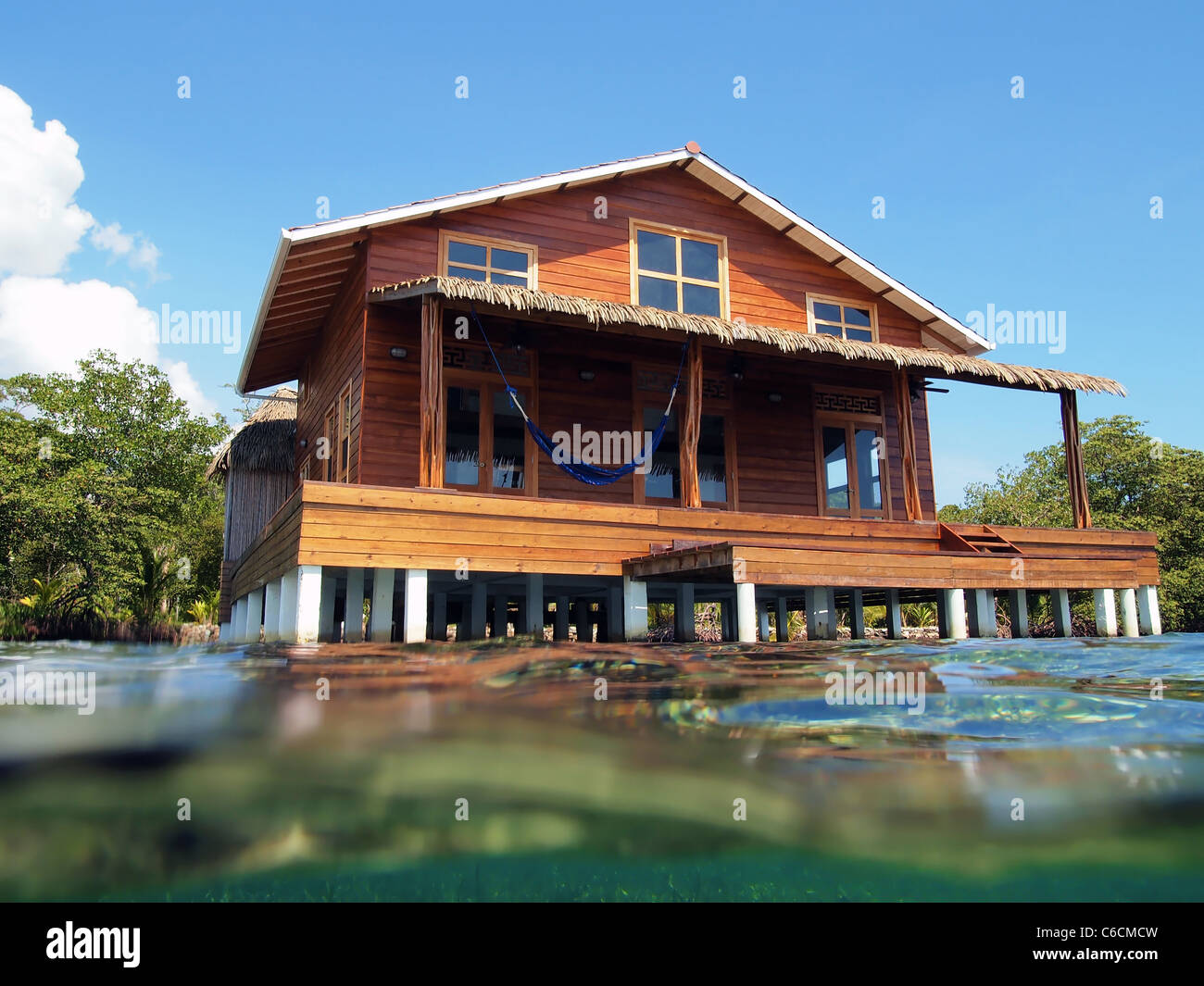 Beautiful caribbean stilt house in Panama Stock Photo