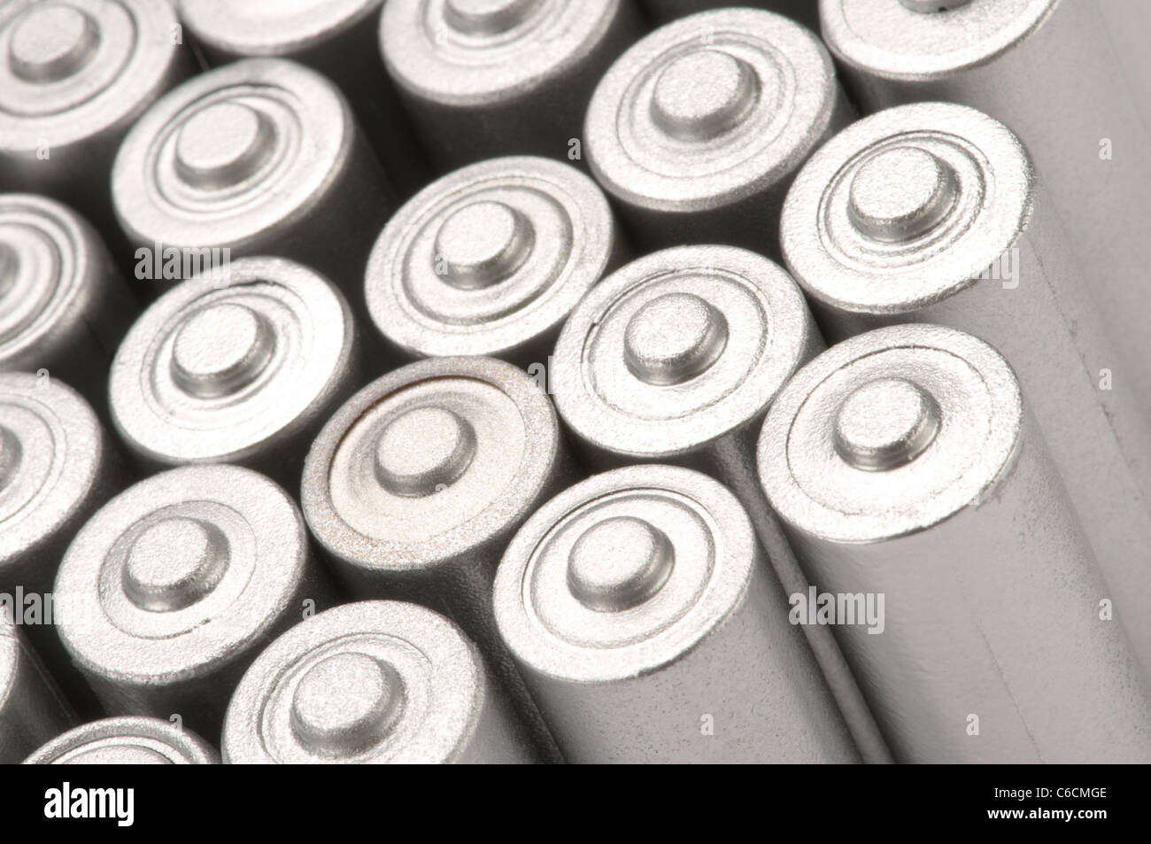 Double A batteries on white Stock Photo Alamy