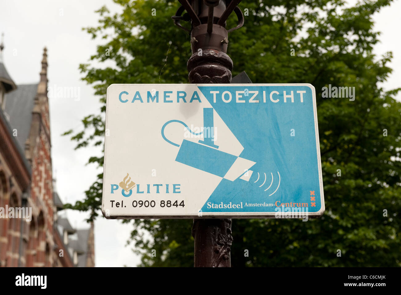 Polite CCTV Camera Toezicht Amsterdam Netherlands Holland Europe Stock