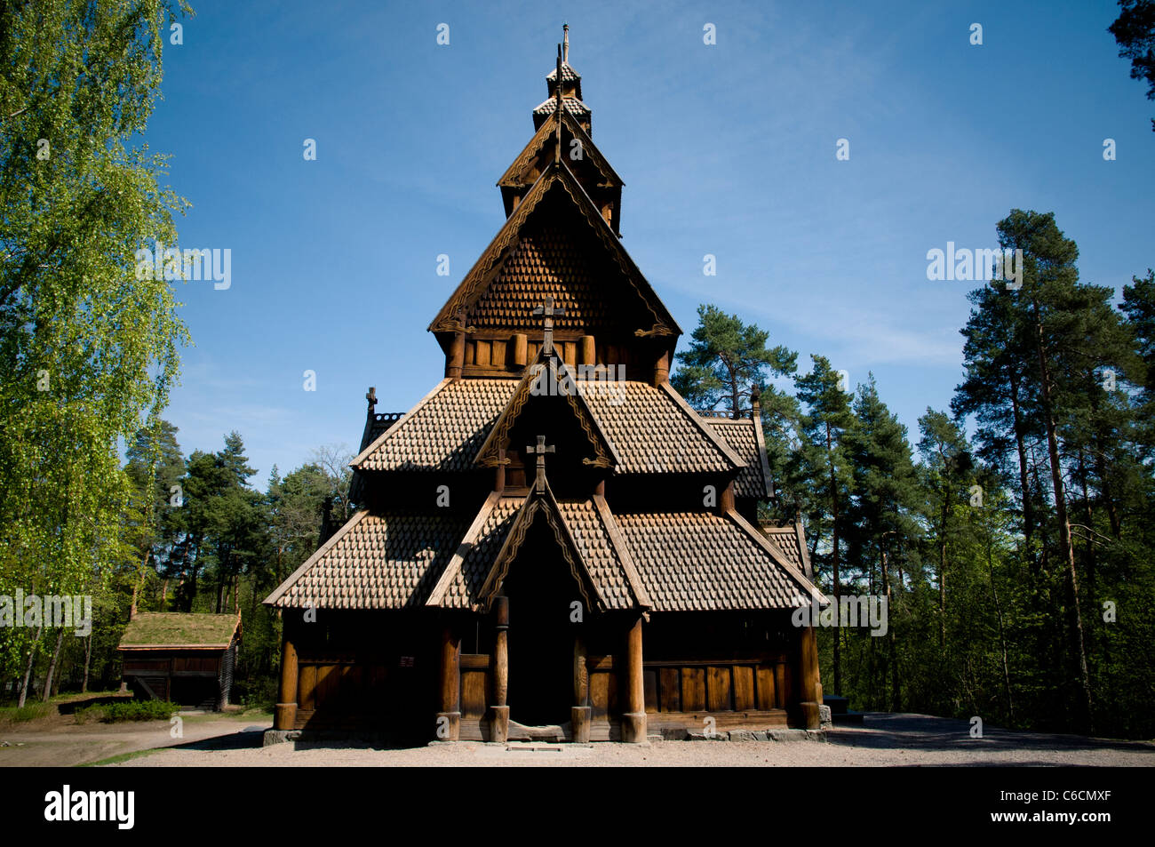 The Gol stave church (Gol stavkirke) in the Norwegian Museum of Cultural History of Oslo Stock Photo