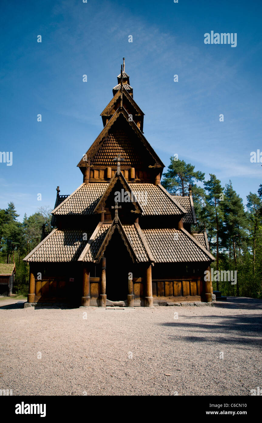 The Gol stave church (Gol stavkirke) in the Norwegian Museum of Cultural History of Oslo Stock Photo