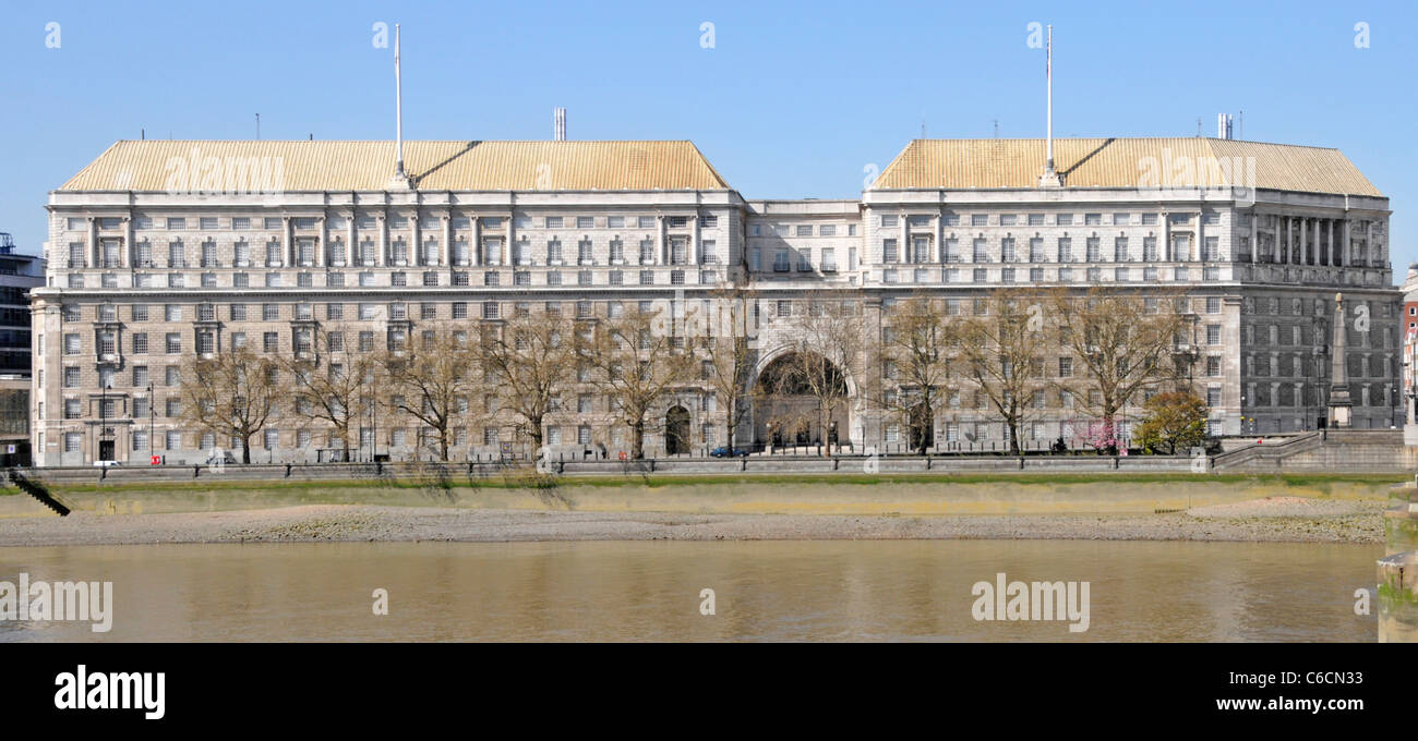 Riverside facade of Thames House MI5 building government domestic intelligence agency headquarters HQ of MI5 security service Millbank London England Stock Photo