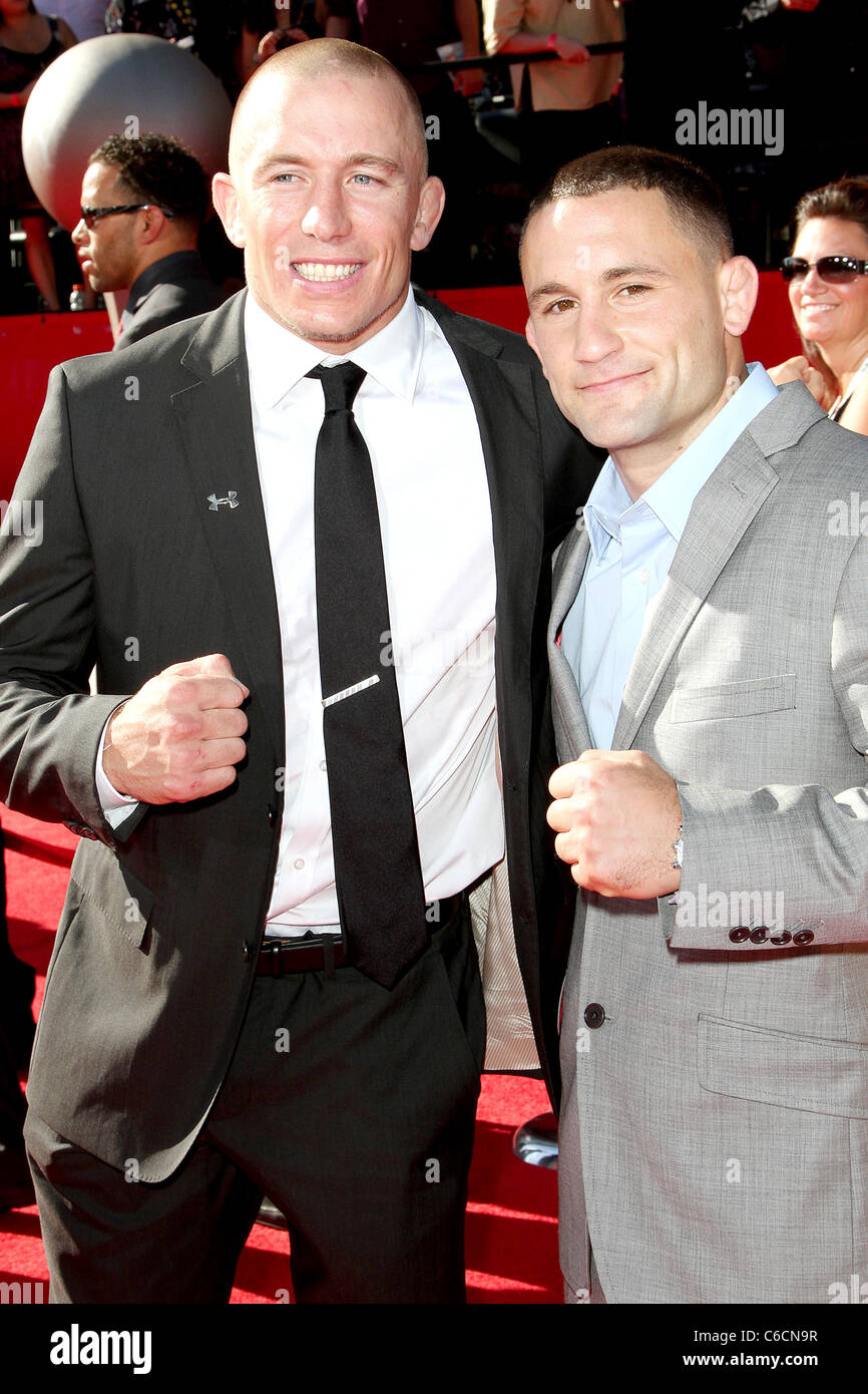 Georges St-Pierre and Frankie Edgar 2010 ESPY Awards at Nokia Theatre L.A. Live - Arrivals Los Angeles, California - 14.07.10 Stock Photo
