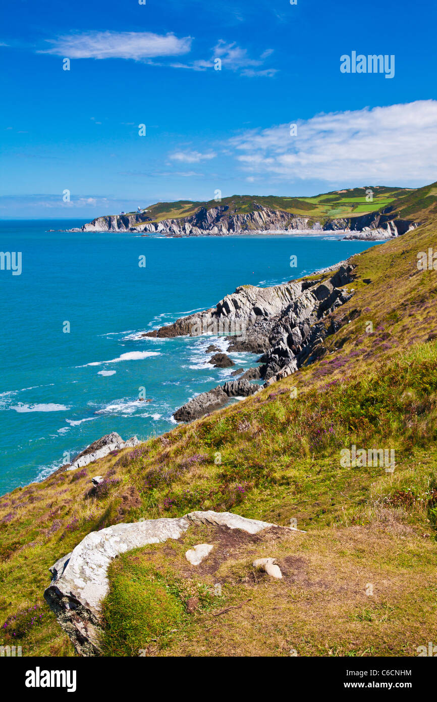 View of the North Devon coastline towards Rockham Bay and Bull Point, near Woolacombe and Morthoe, Devon, England, UK Stock Photo