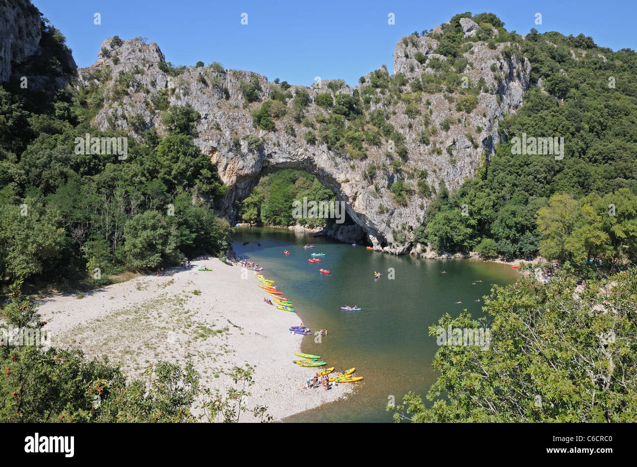 Pont d’Arc rock archway over the Ardeche river Gorges d’Ardeche Gard ...