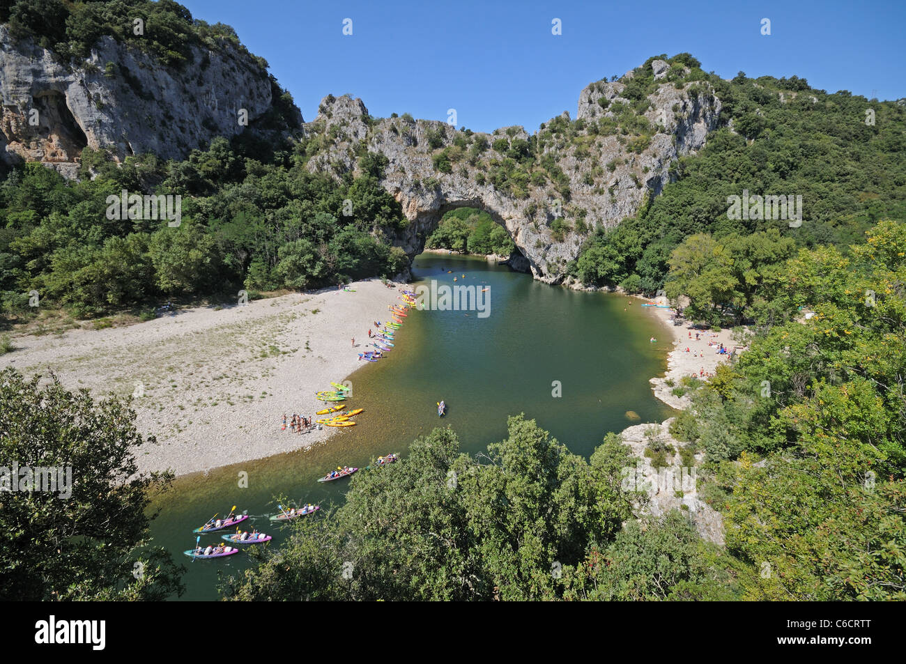 Pont d’Arc rock archway over the Ardeche river Gorges d’Ardeche Gard ...