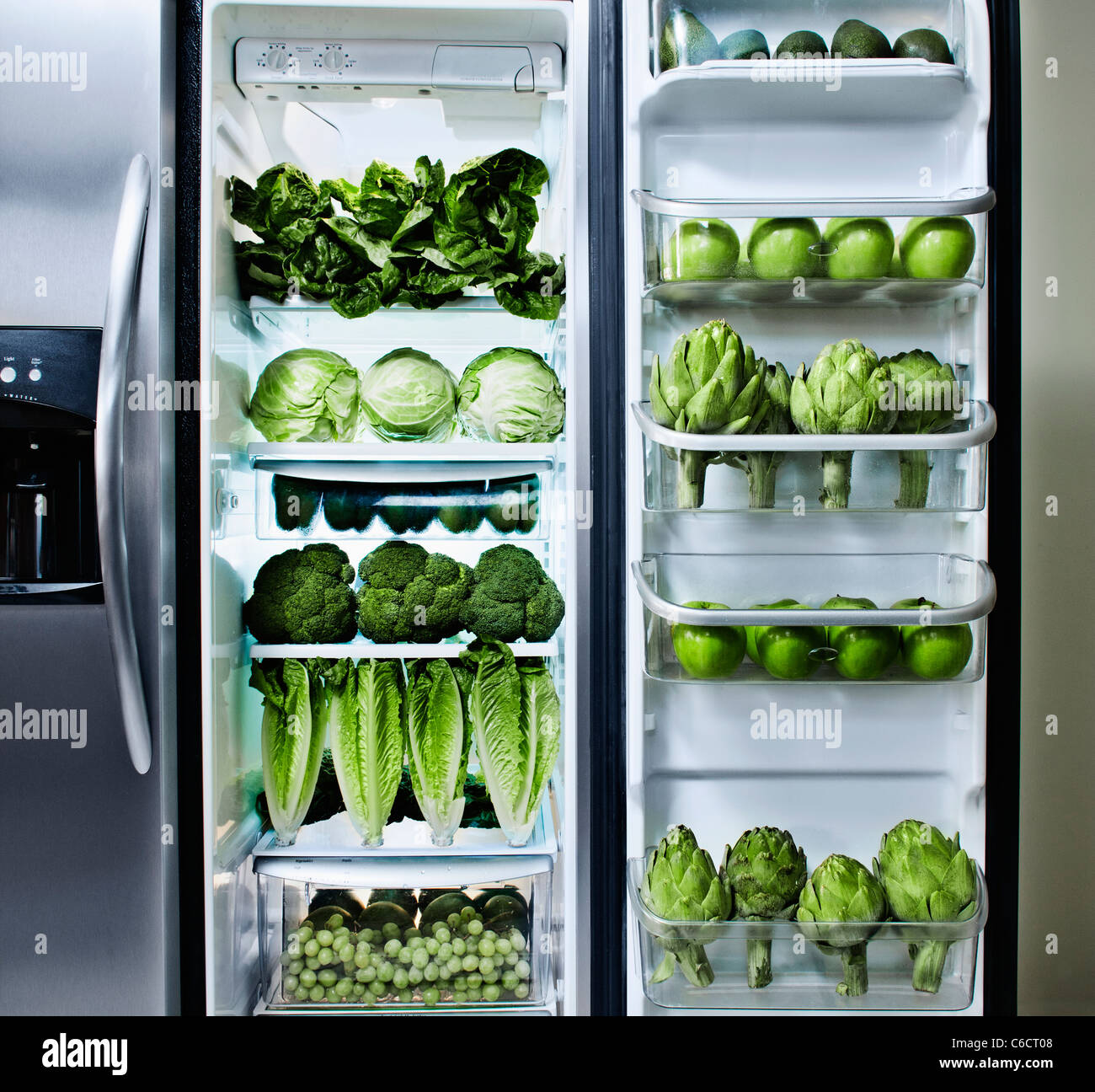 Green vegetables in refrigerator Stock Photo Alamy