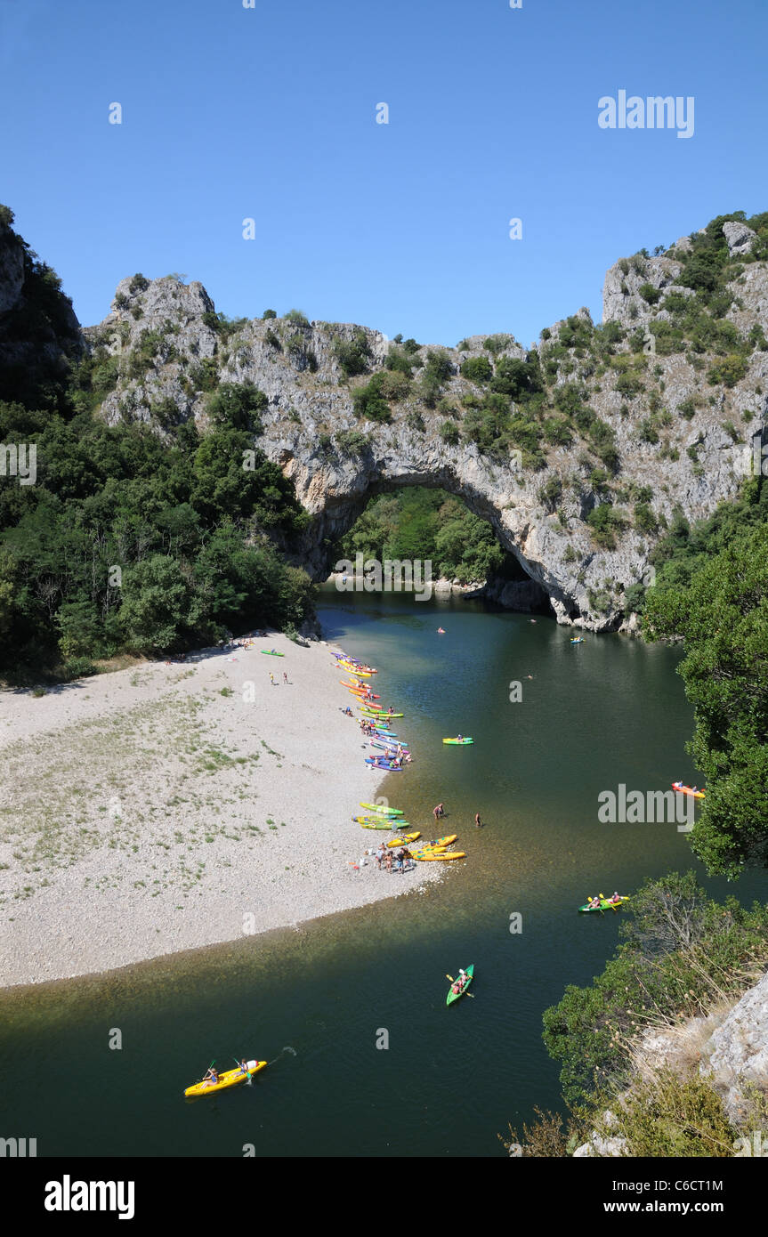 Pont d’Arc rock archway over the Ardeche river Gorges d’Ardeche Gard ...