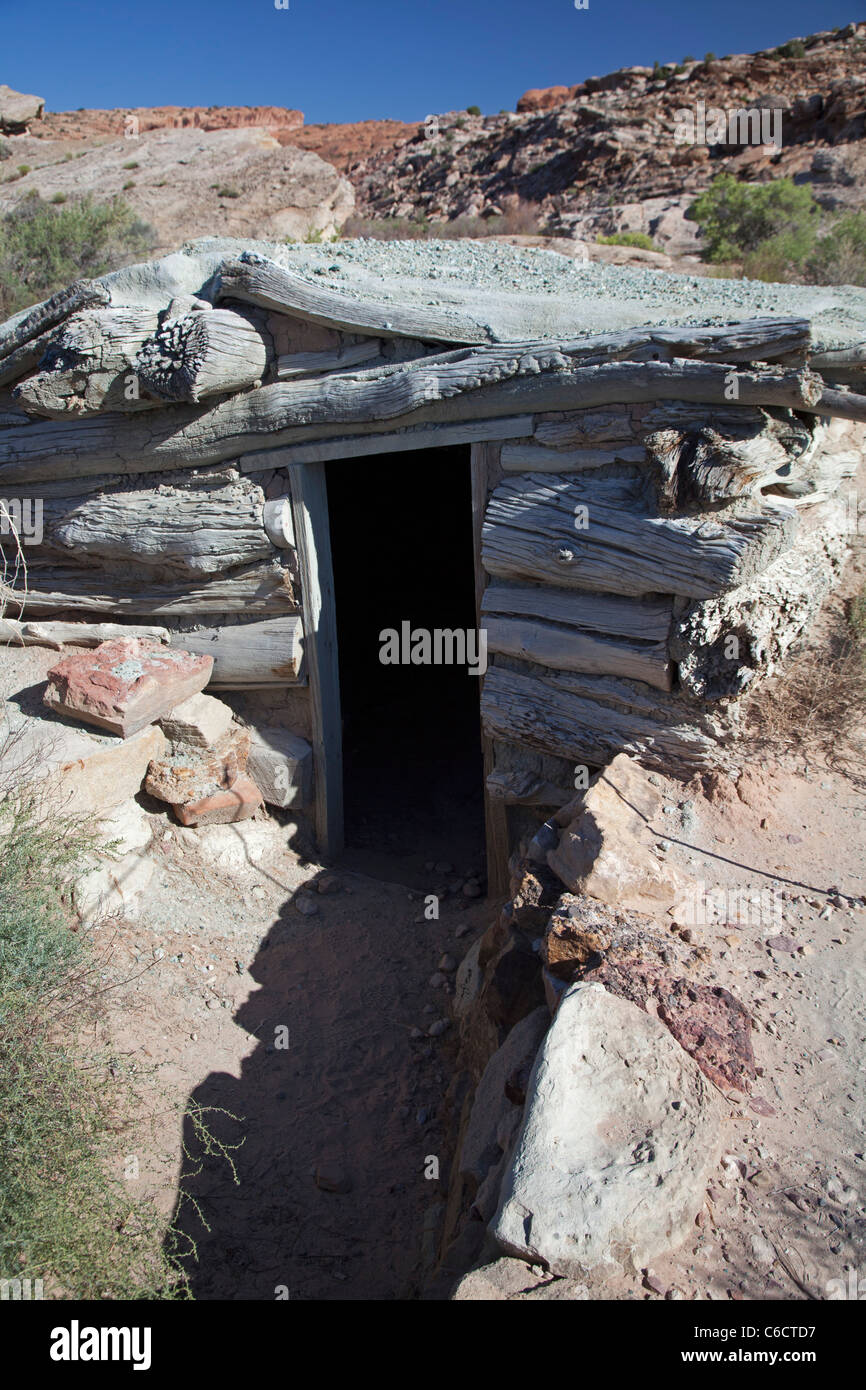 Moab Utah Wolfe Ranch In Arches National Park Stock Photo