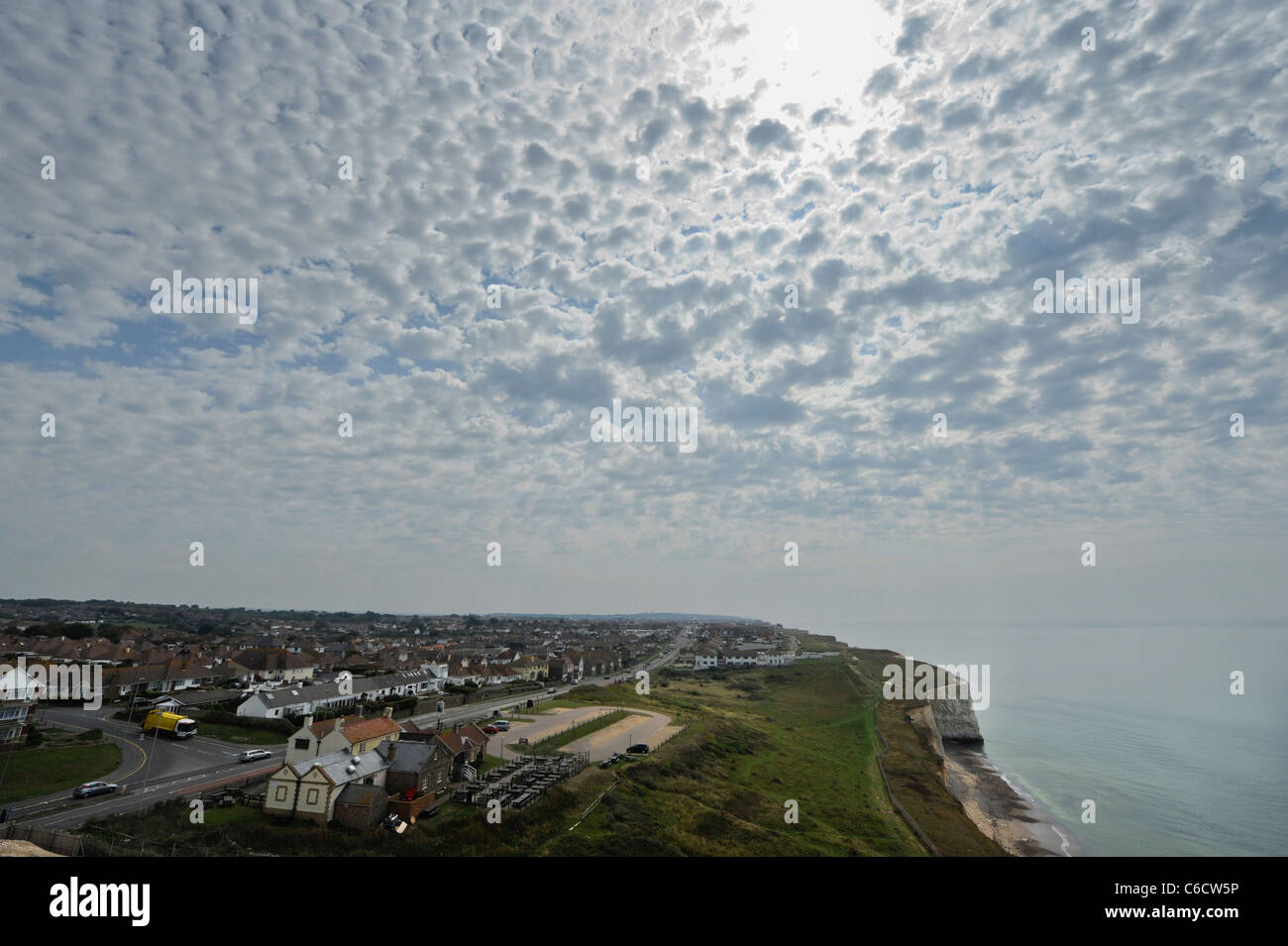 Pretty cloud formation of altocumulus above Peacehaven near Brighton East Sussex. Stock Photo