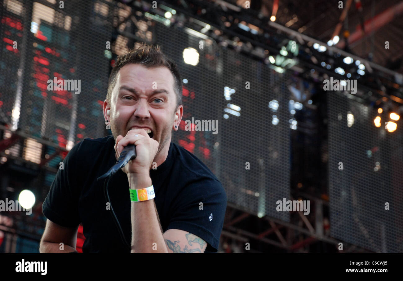 Tim McIlrath of 'Rise Against' band appearance at Main Stage, Sziget Festival, Budapest, Hungary, 2011 Stock Photo