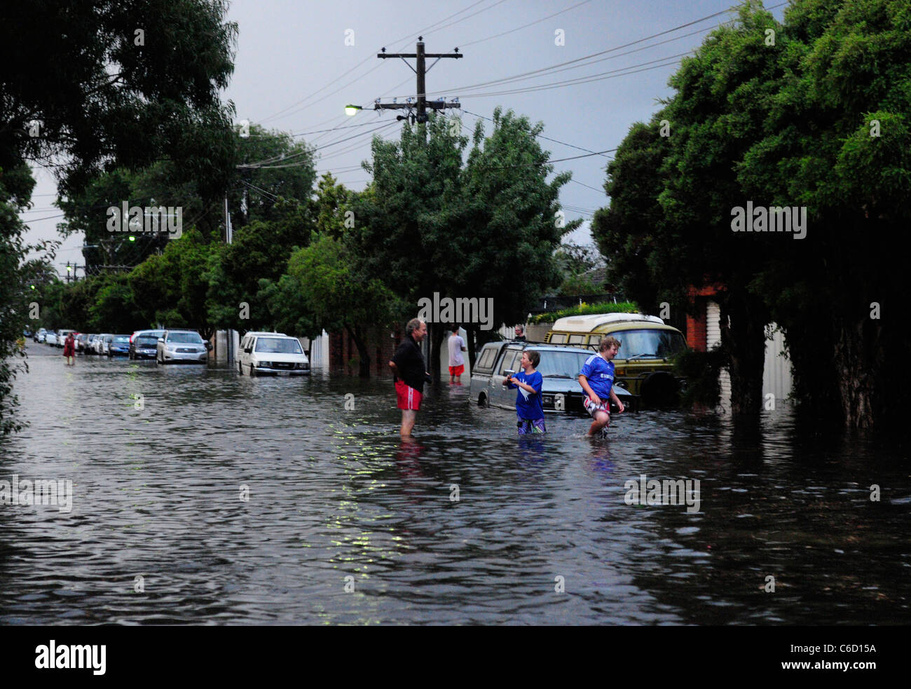 Flash flooding in the south-eastern suburbs of Melbourne, Australia in February 2011 Stock Photo