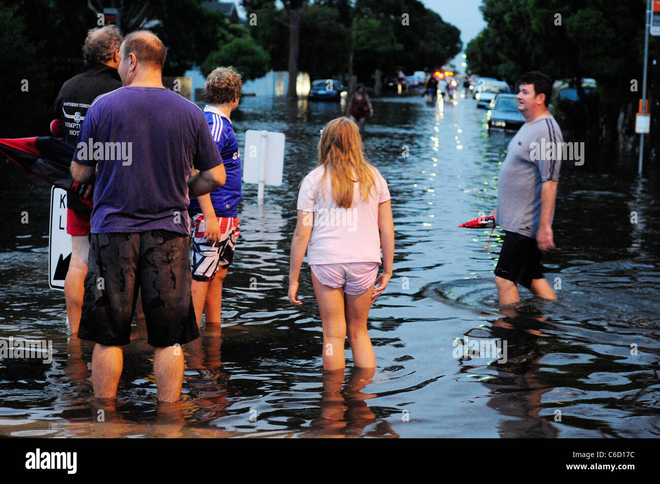 Flash flooding in the south-eastern suburbs of Melbourne, Australia in February 2011 Stock Photo