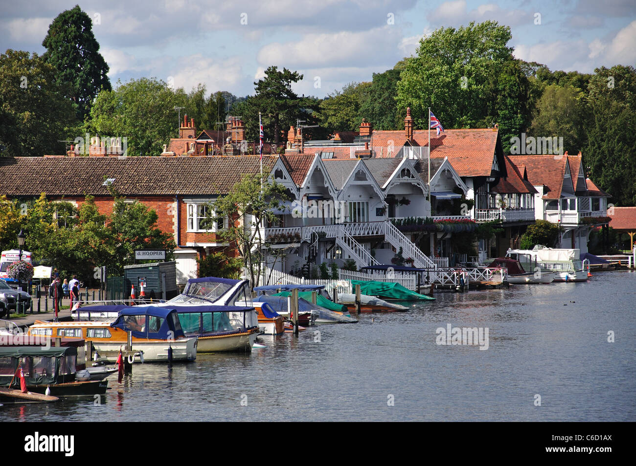 Riverside view from Henley Bridge, Henley-on-Thames, Oxfordshire, England, United Kingdom Stock Photo