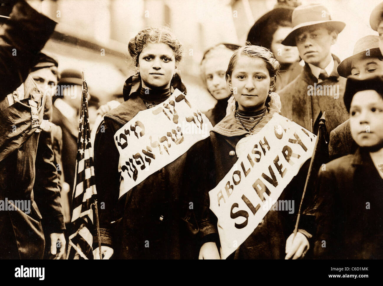 Protest against child labor in a labor parade in New York City, May 1, 1909 Stock Photo
