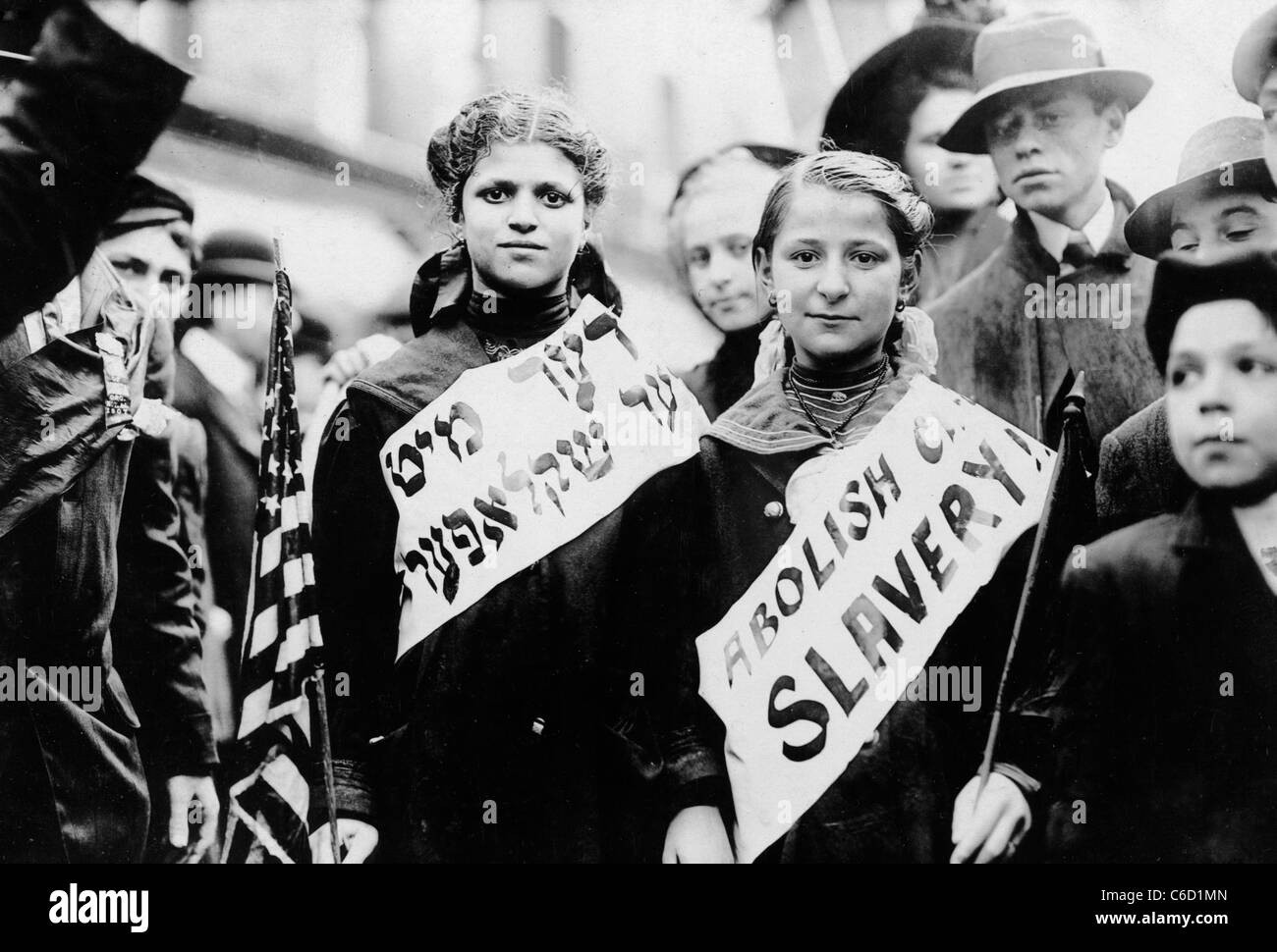 Protest against child labor in a labor parade in New York City, May 1, 1909 Stock Photo
