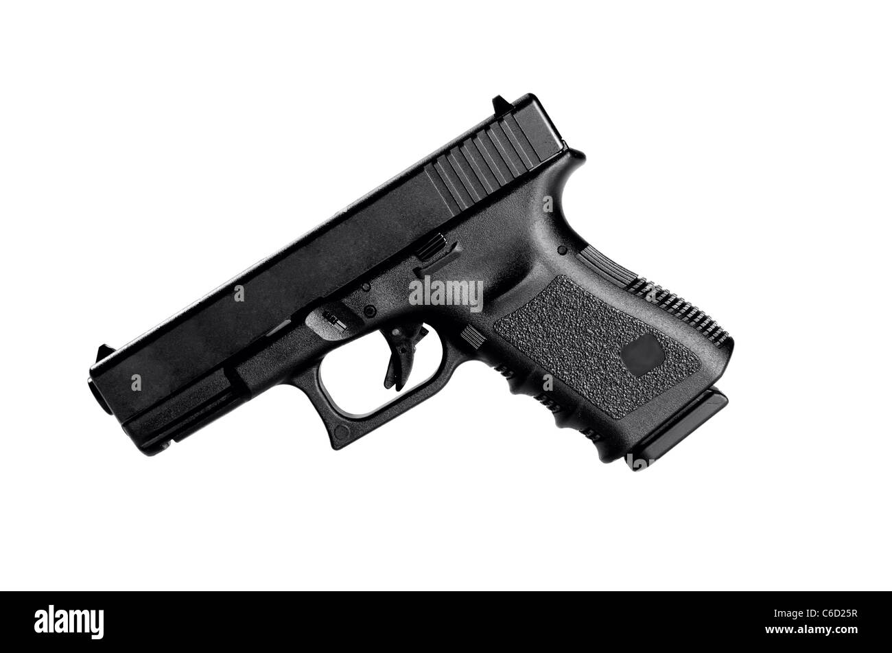 Image of a 40 caliber handgun on a white background Stock Photo