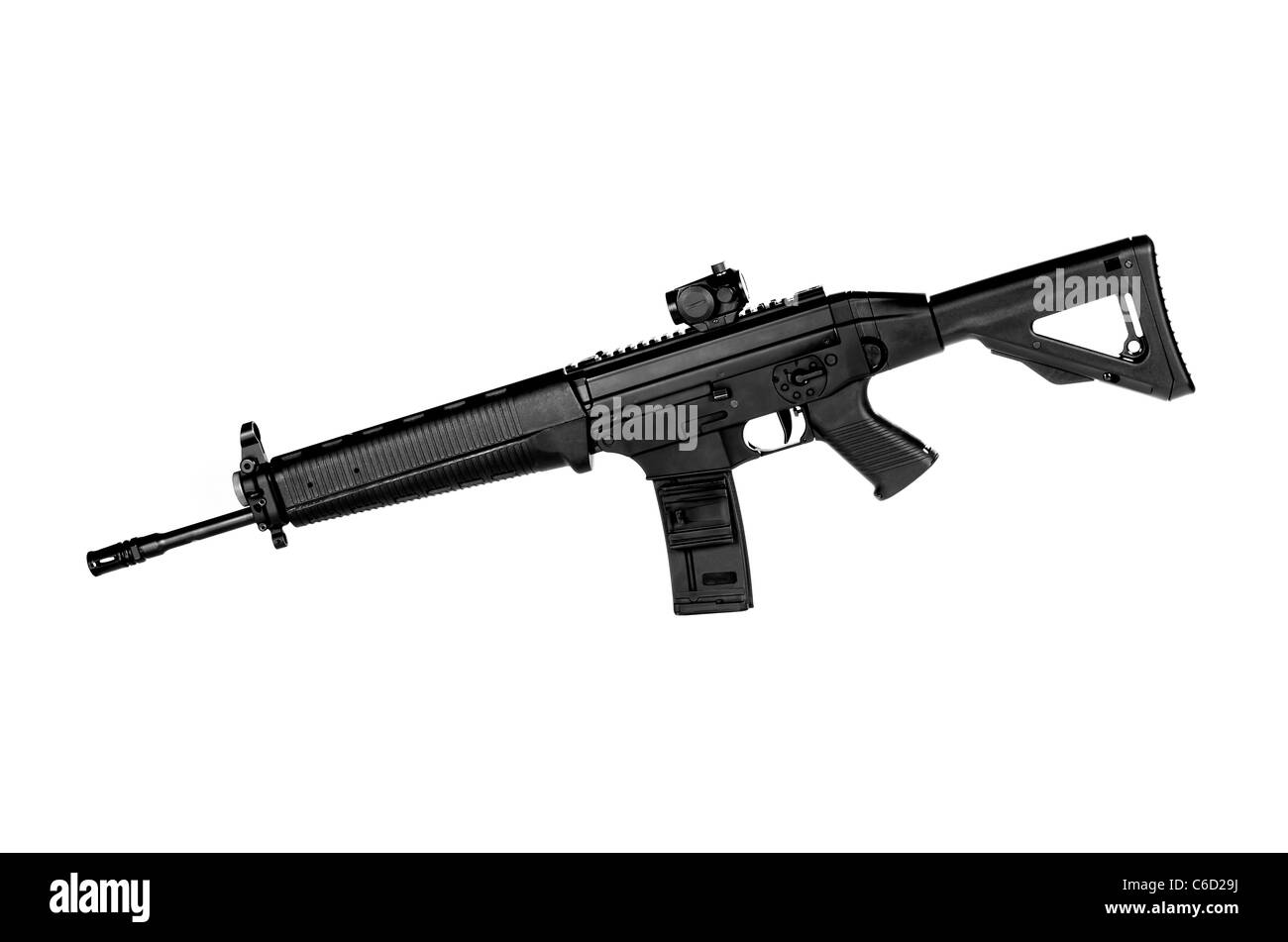 Image of a .556 NATO Tactical Rifle on a white background Stock Photo