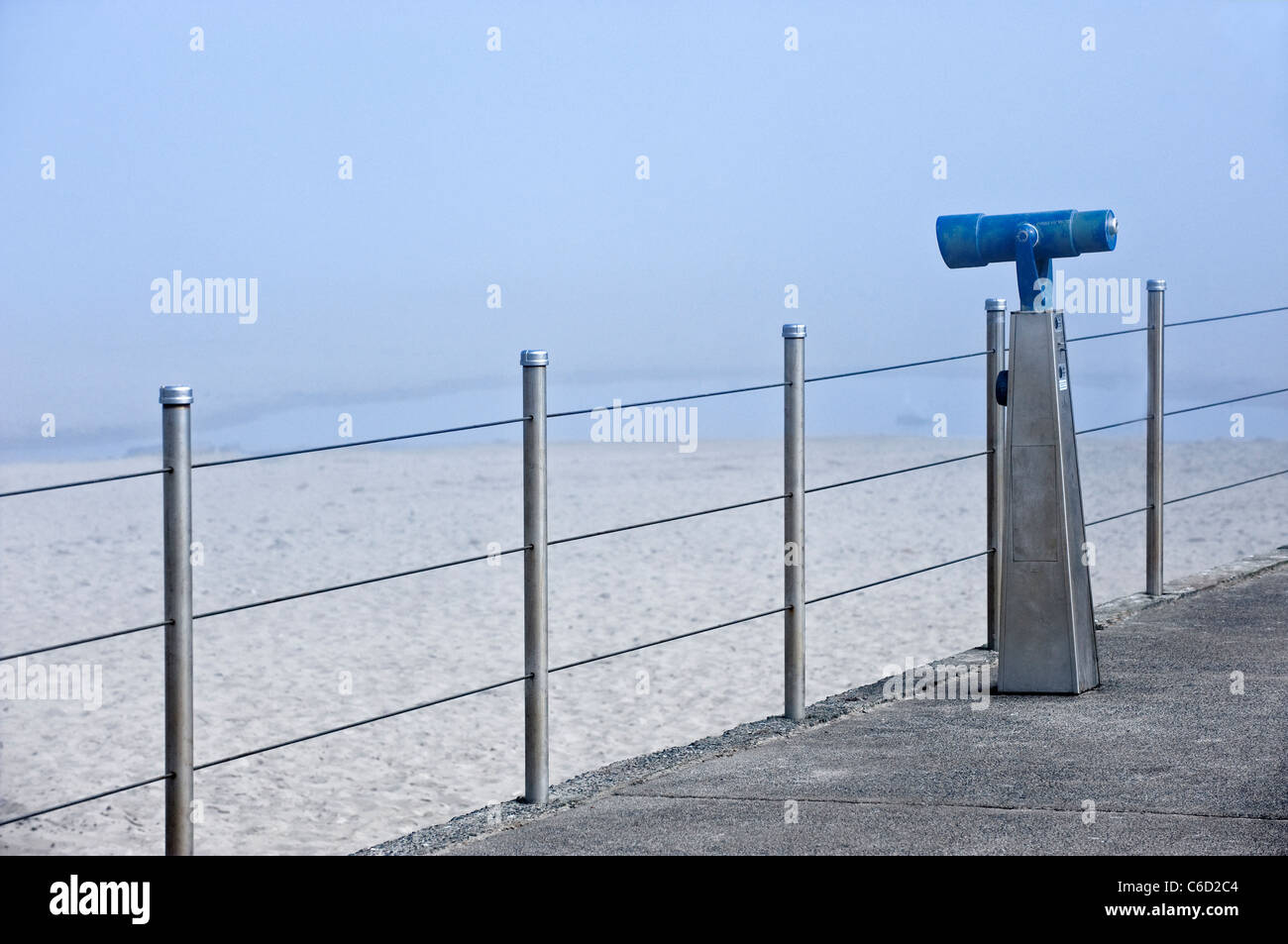 coin operated telescope overlooking beach, Morro Bay, California, USA Stock Photo
