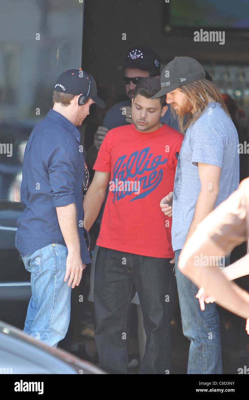 Kevin Connolly and Jerry Ferrara on the set of 'Entourage' filming at