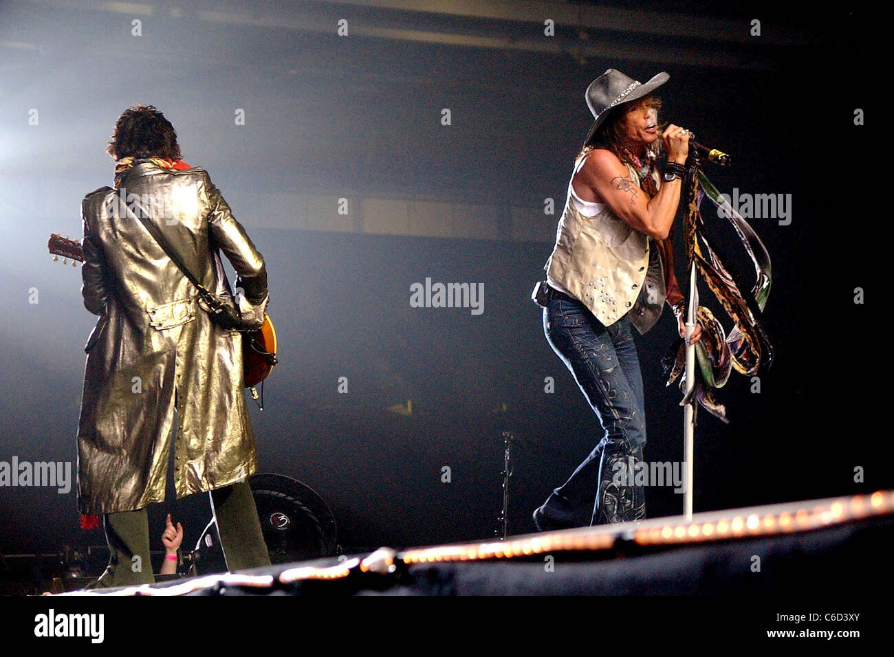 Joe Perry and Steven Tyler Aerosmith performing live in concert at the ...