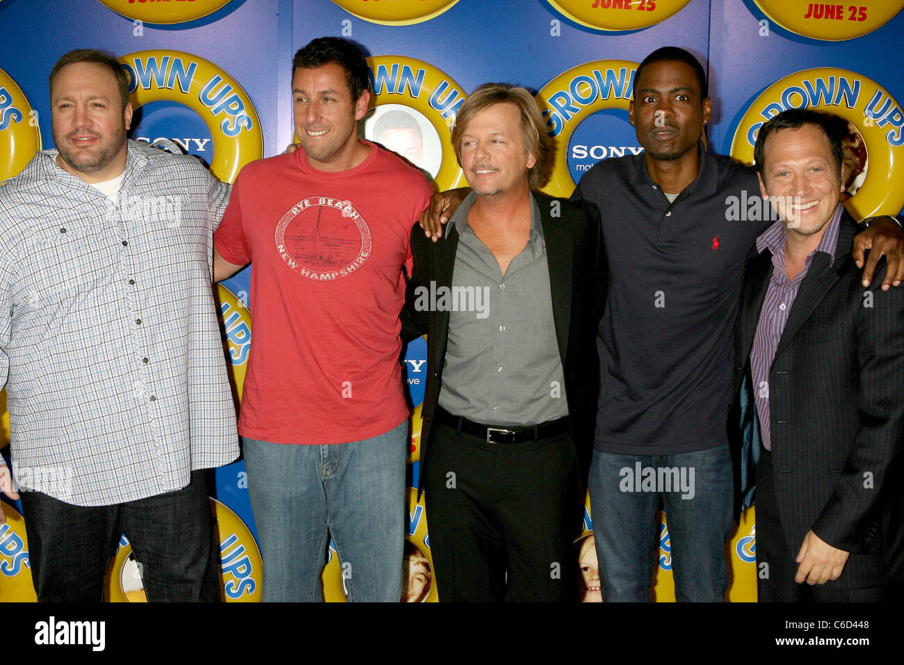 Chris Rock, David Spade, Adam Sandler, Kevin James and Rob Schneider New York premiere of 'Grown Ups' at the Ziegfeld Theatre - Stock Photo