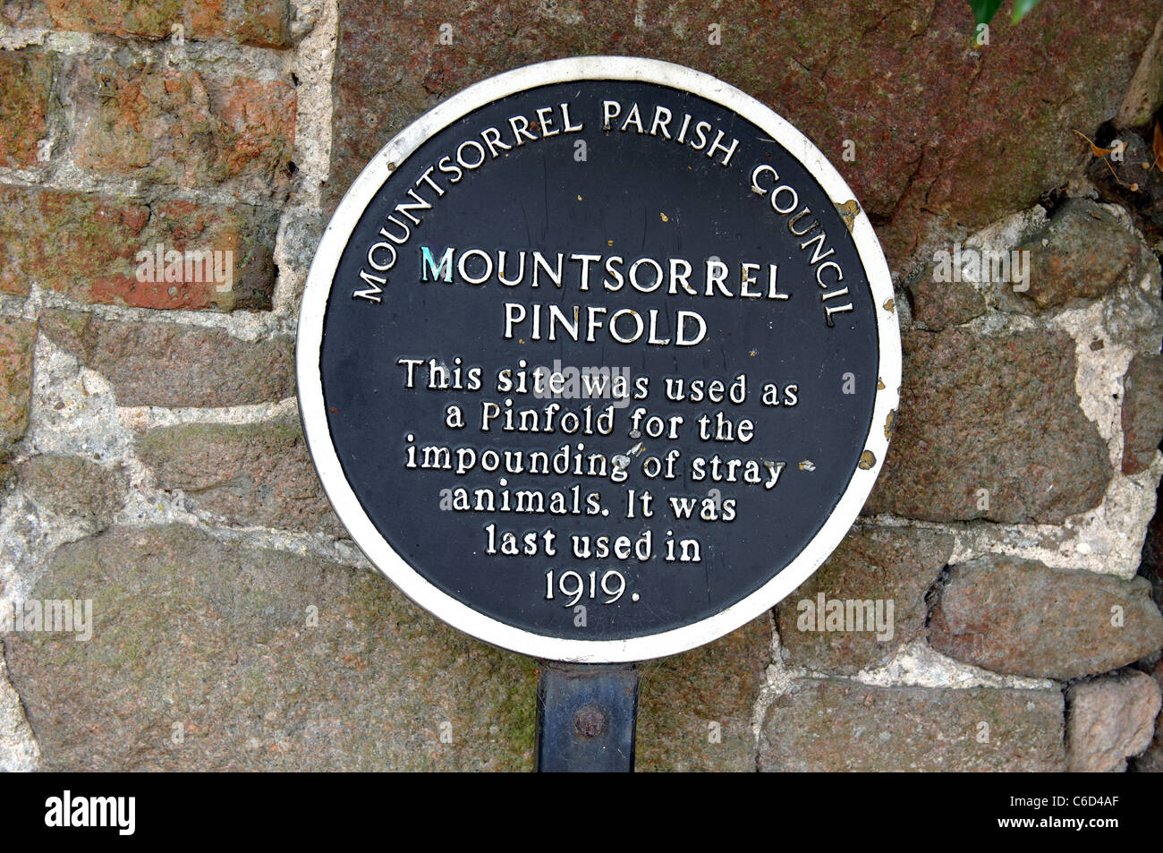 Mountsorrel Pinfold sign, Leicestershire, England, UK Stock Photo