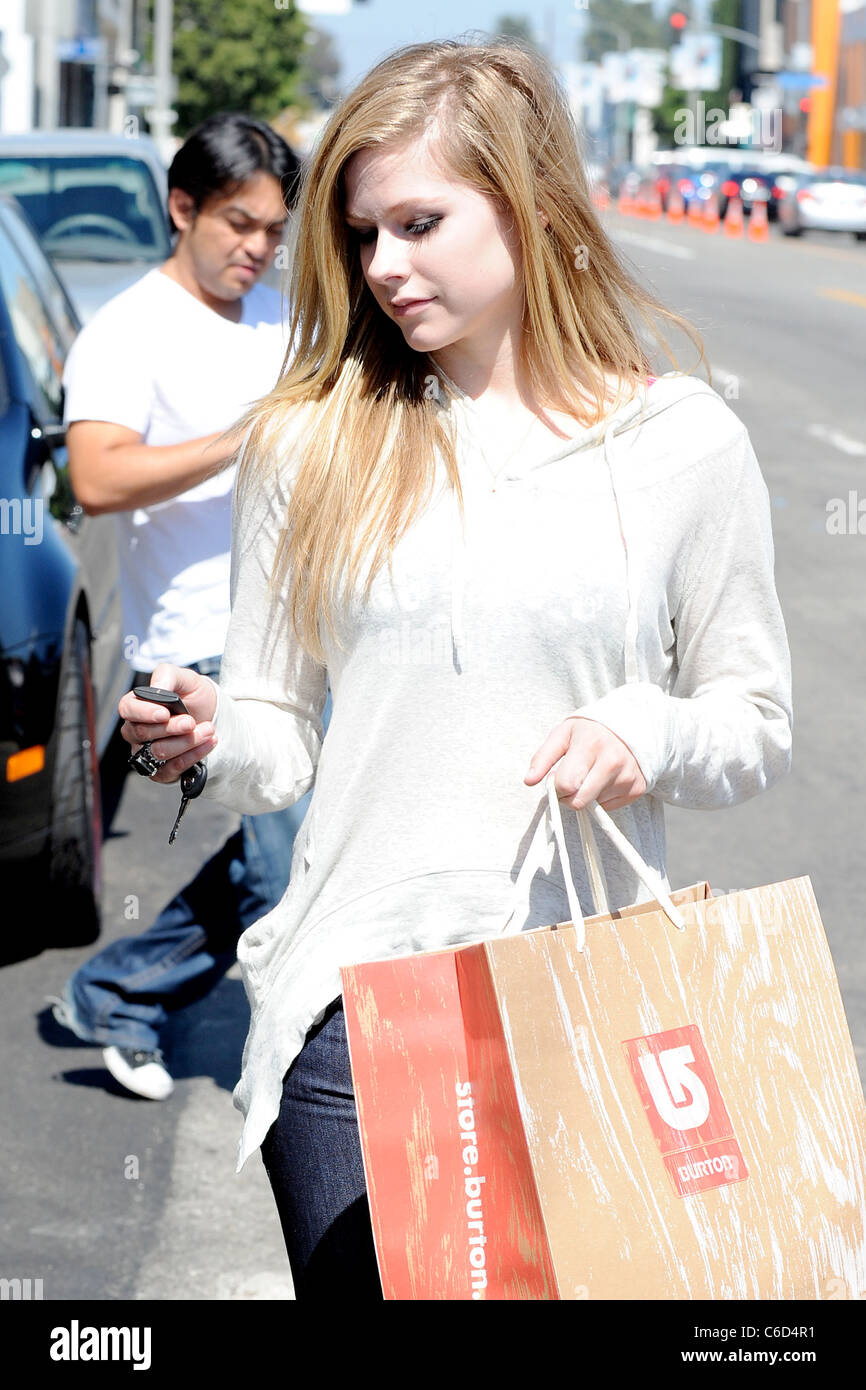 Avril Lavigne leaving Burton Snowboards Flagship Store on Melrose Avenue, where she shopped for an hour Los Angeles, California Stock Photo