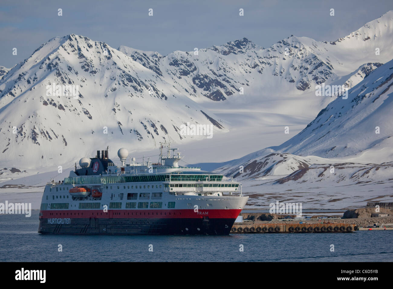 The Hurtigruten Cruise Ship Fram, At Ny Alesund, Kongsfjord, Svalbard ...