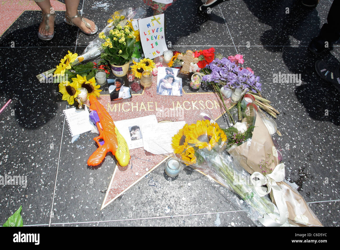 Michael Jackson's star on The Hollywood Walk of Fame on the 1st ...