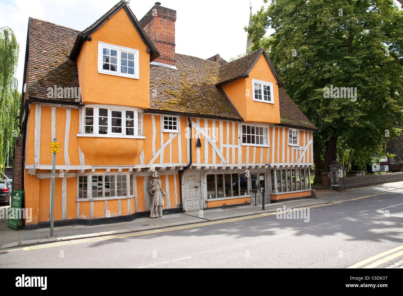 Tudor half-timbered building in the County Town of Hertford Stock Photo