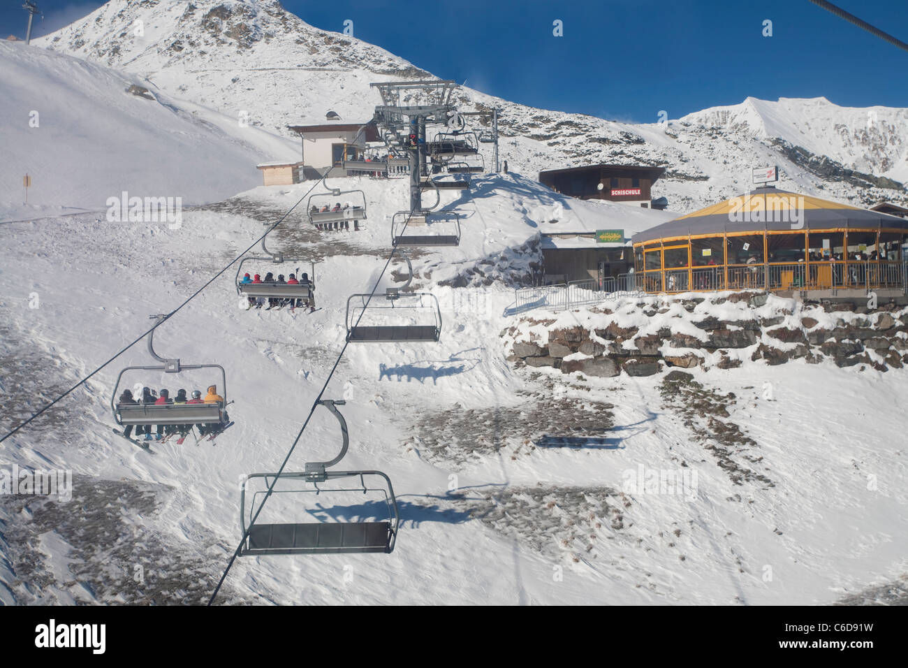 Skilift am Hintertuxer Gletscher, Skilift, Hintertuxer glacier Stock Photo