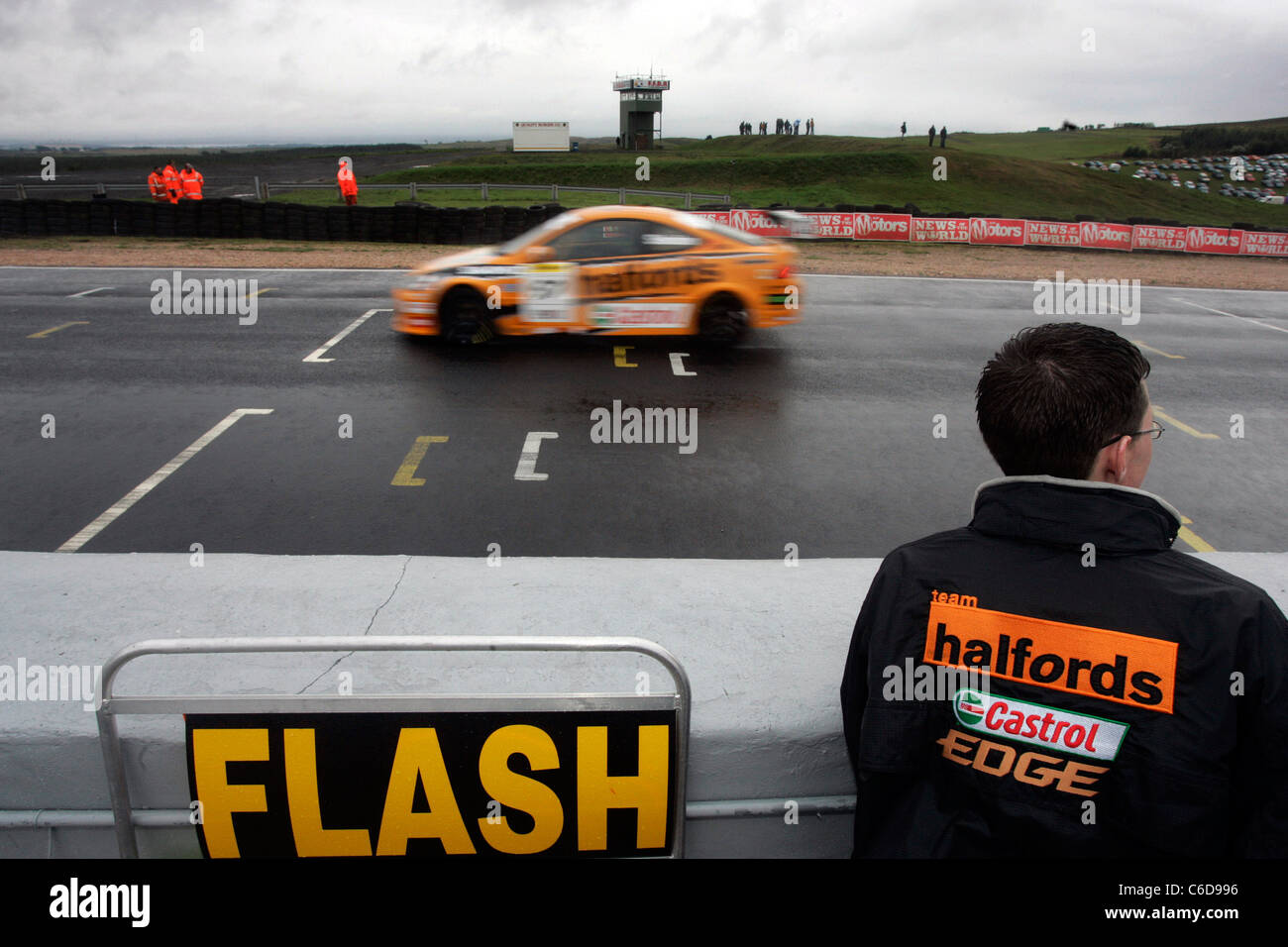 British Touring Car racing driver, Gordon Shedden, nicknamed 'Flash' at Knockhill Racing Circuit, Scotland Stock Photo
