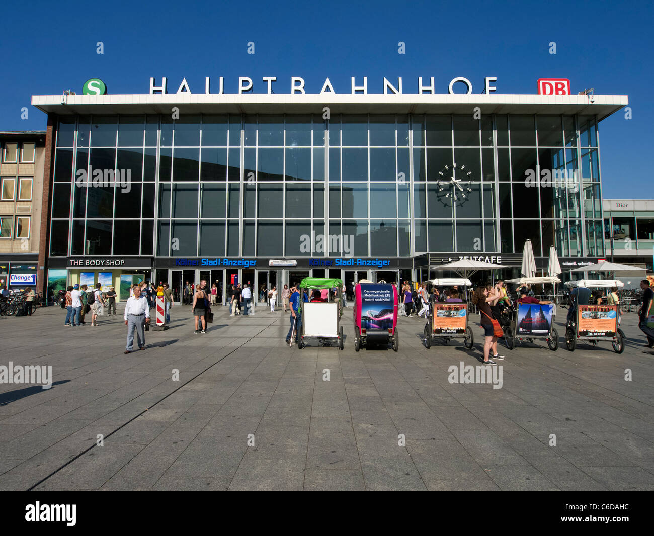 Exterior of Hauptbahnhof or Main railway station in Cologne Germany Stock Photo